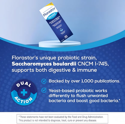 Florastor Probiotics for Digestive and lmmuneHealth, 100 Capsules, Probiotics for Women &Men, Helps Flush Out Bad Bacteria, Boosts TheGood with Our Unique Strain SaccharomycesBoulardii